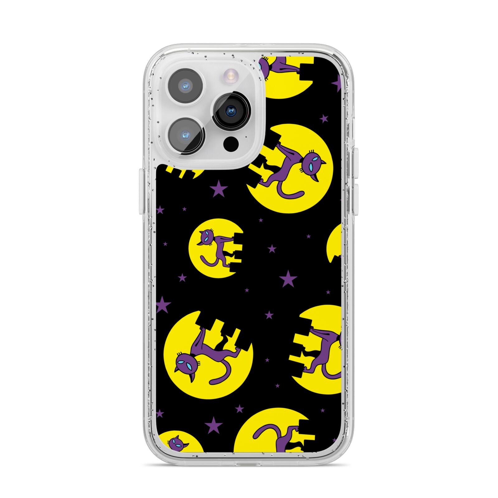 Rooftop Cats iPhone 14 Pro Max Glitter Tough Case Silver