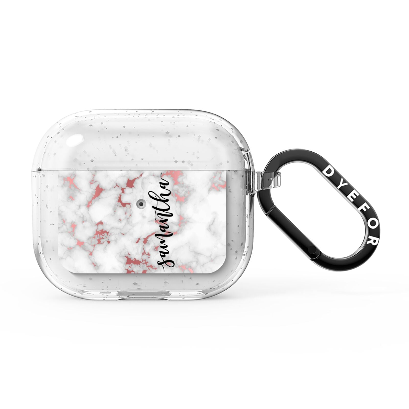 Rose Gold Marble Vertical Black Personalised Name AirPods Glitter Case 3rd Gen