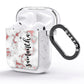Rose Gold Marble Vertical Black Personalised Name AirPods Glitter Case Side Image