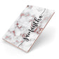 Rose Gold Marble Vertical Black Personalised Name Apple iPad Case on Rose Gold iPad Side View