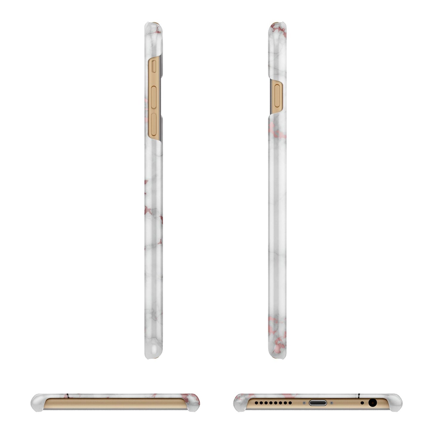 Rose Gold Marble Vertical Black Personalised Name Apple iPhone 6 Plus 3D Wrap Snap Case Angled Images