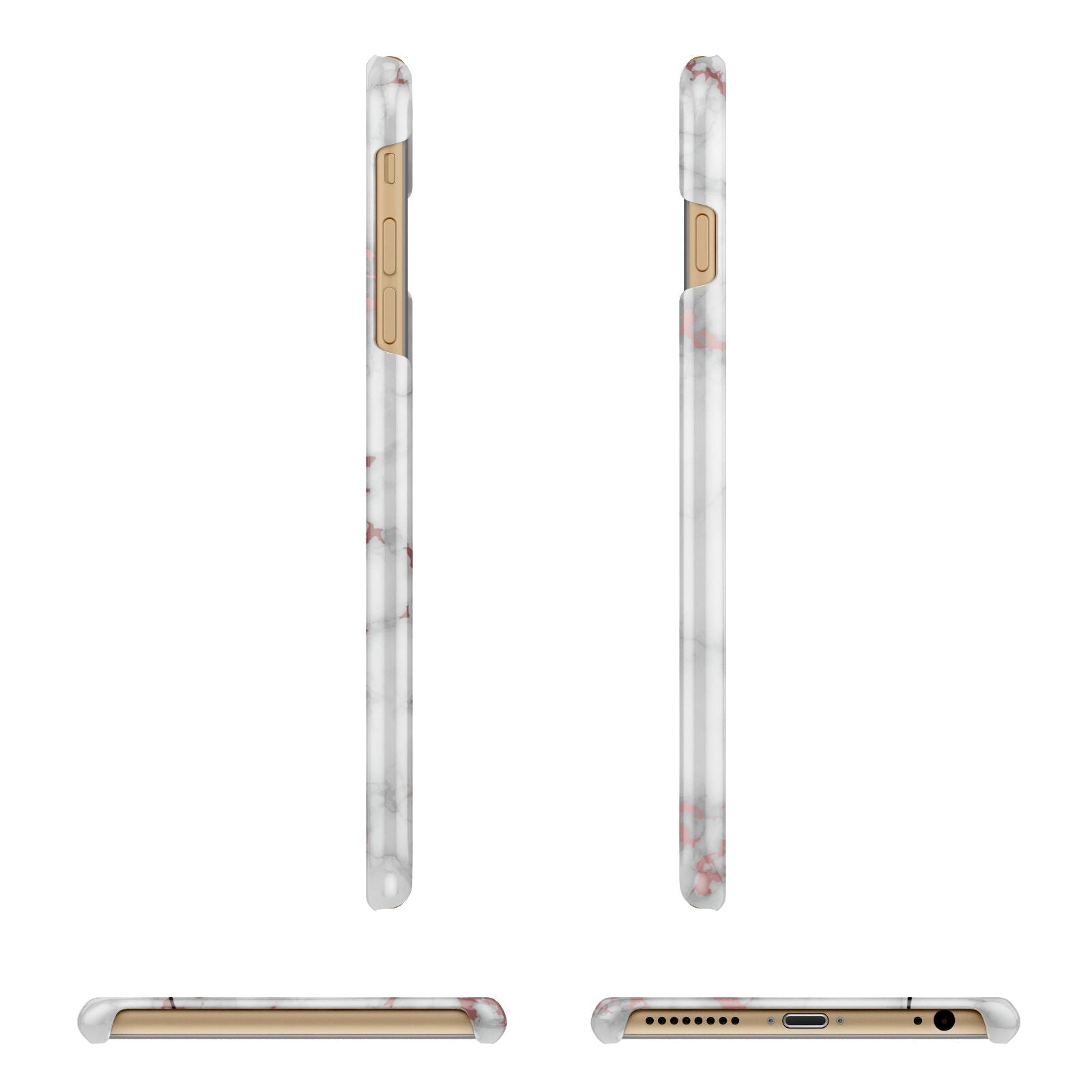 Rose Gold Marble Vertical Black Personalised Name Apple iPhone 6 Plus 3D Wrap Snap Case Angled Images