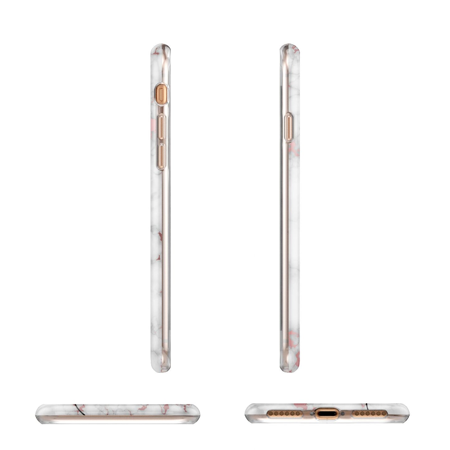 Rose Gold Marble Vertical Black Personalised Name Apple iPhone 7 8 3D Wrap Tough Case Alternative Image Angles