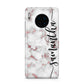 Rose Gold Marble Vertical Black Personalised Name Huawei Mate 30