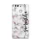 Rose Gold Marble Vertical Black Personalised Name Huawei P9 Case