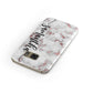 Rose Gold Marble Vertical Black Personalised Name Samsung Galaxy Case Front Close Up
