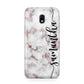 Rose Gold Marble Vertical Black Personalised Name Samsung Galaxy J3 2017 Case