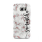 Rose Gold Marble Vertical Black Personalised Name Samsung Galaxy S6 Case