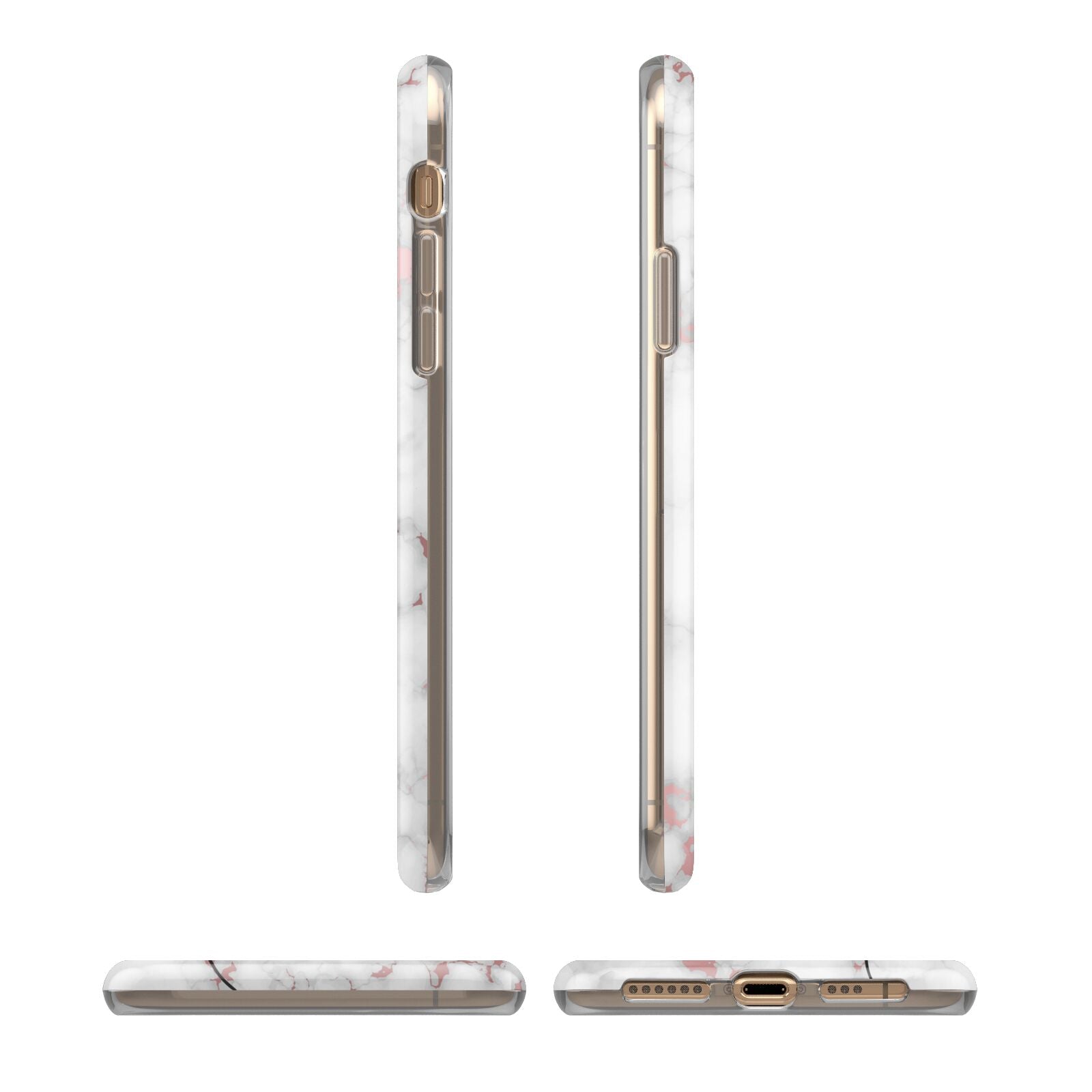 Rose Gold Marble Vertical Black Personalised Name iPhone 11 3D Tough Case Angle Images