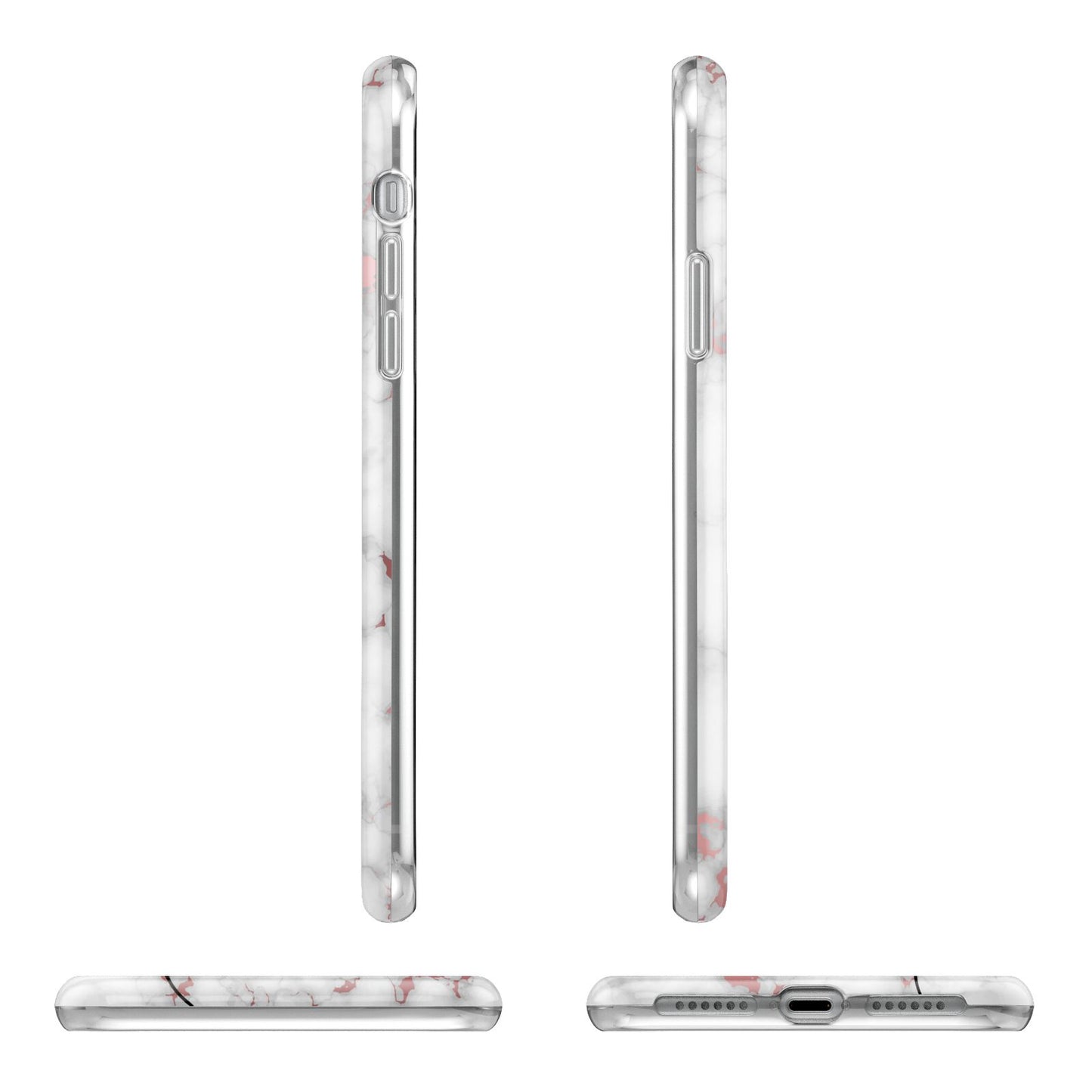 Rose Gold Marble Vertical Black Personalised Name iPhone 11 Pro 3D Tough Case Angle Images