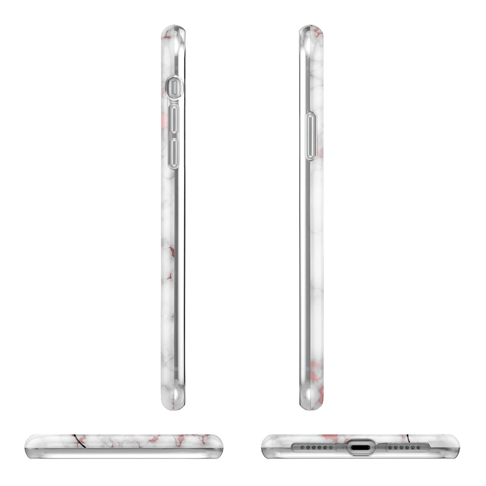 Rose Gold Marble Vertical Black Personalised Name iPhone 11 Pro 3D Tough Case Angle Images