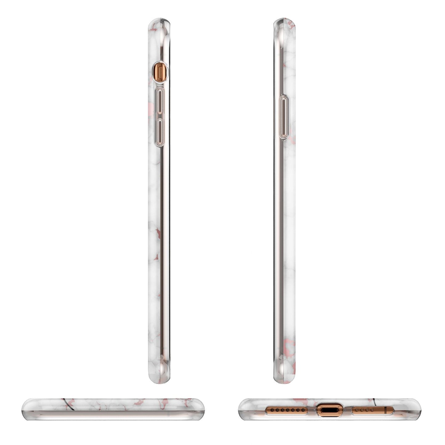 Rose Gold Marble Vertical Black Personalised Name iPhone 11 Pro Max 3D Tough Case Angle Images