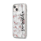 Rose Gold Marble Vertical Black Personalised Name iPhone 14 Plus Glitter Tough Case Starlight Angled Image