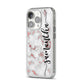 Rose Gold Marble Vertical Black Personalised Name iPhone 14 Pro Clear Tough Case Silver Angled Image