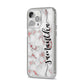 Rose Gold Marble Vertical Black Personalised Name iPhone 14 Pro Max Clear Tough Case Silver Angled Image