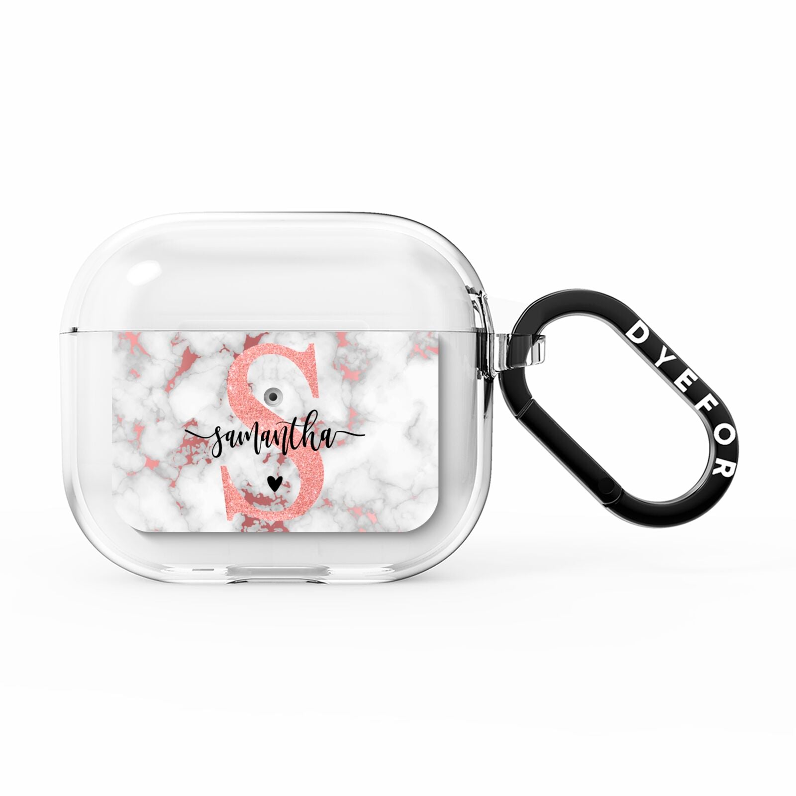Rose Gold Personalised Marble Glitter Initial Name AirPods Clear Case 3rd Gen