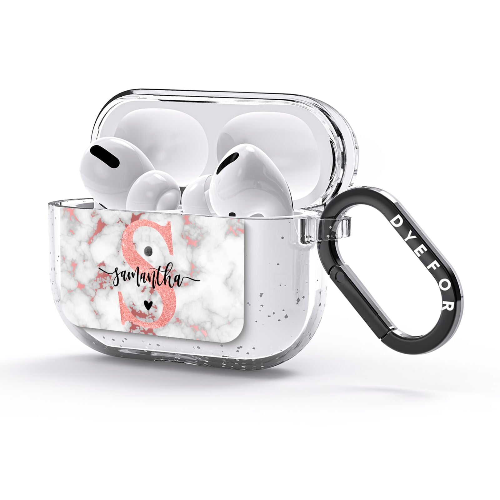 Rose Gold Personalised Marble Glitter Initial Name AirPods Glitter Case 3rd Gen Side Image