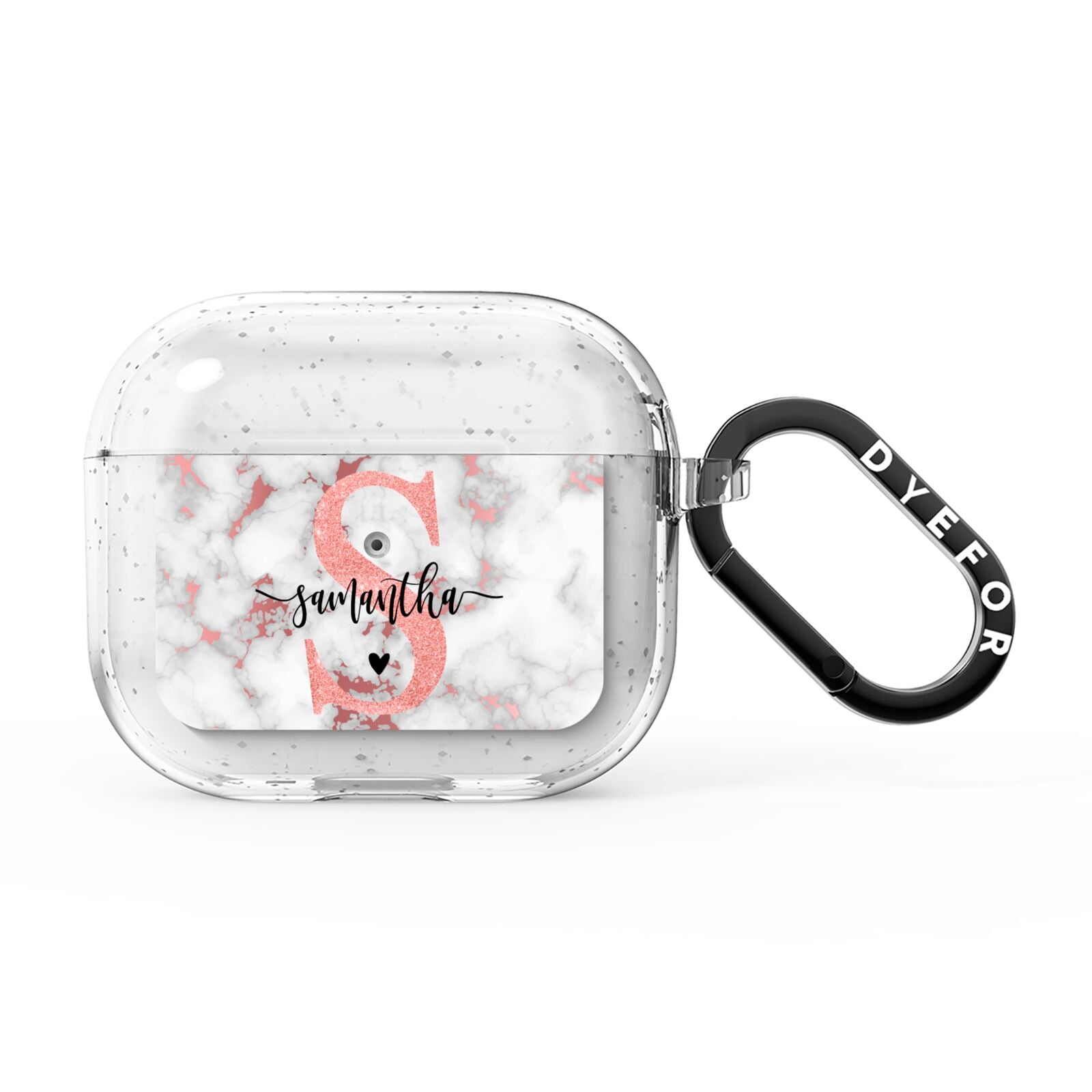 Rose Gold Personalised Marble Glitter Initial Name AirPods Glitter Case 3rd Gen