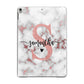 Rose Gold Personalised Marble Glitter Initial Name Apple iPad Grey Case