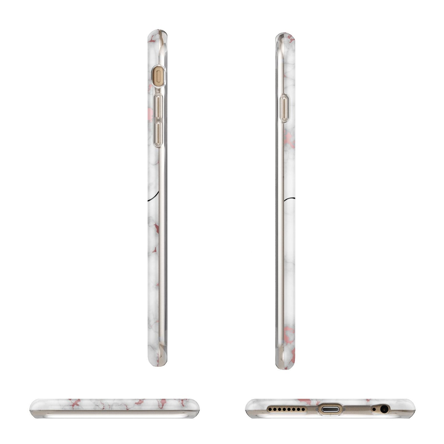 Rose Gold Personalised Marble Glitter Initial Name Apple iPhone 6 Plus 3D Wrap Tough Case Alternative Image Angles