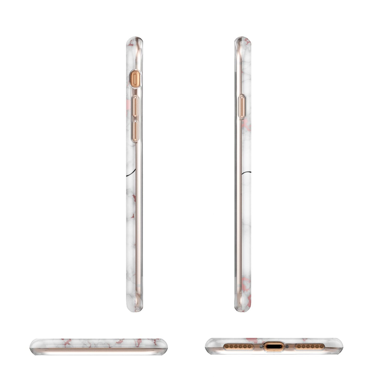 Rose Gold Personalised Marble Glitter Initial Name Apple iPhone 7 8 3D Wrap Tough Case Alternative Image Angles