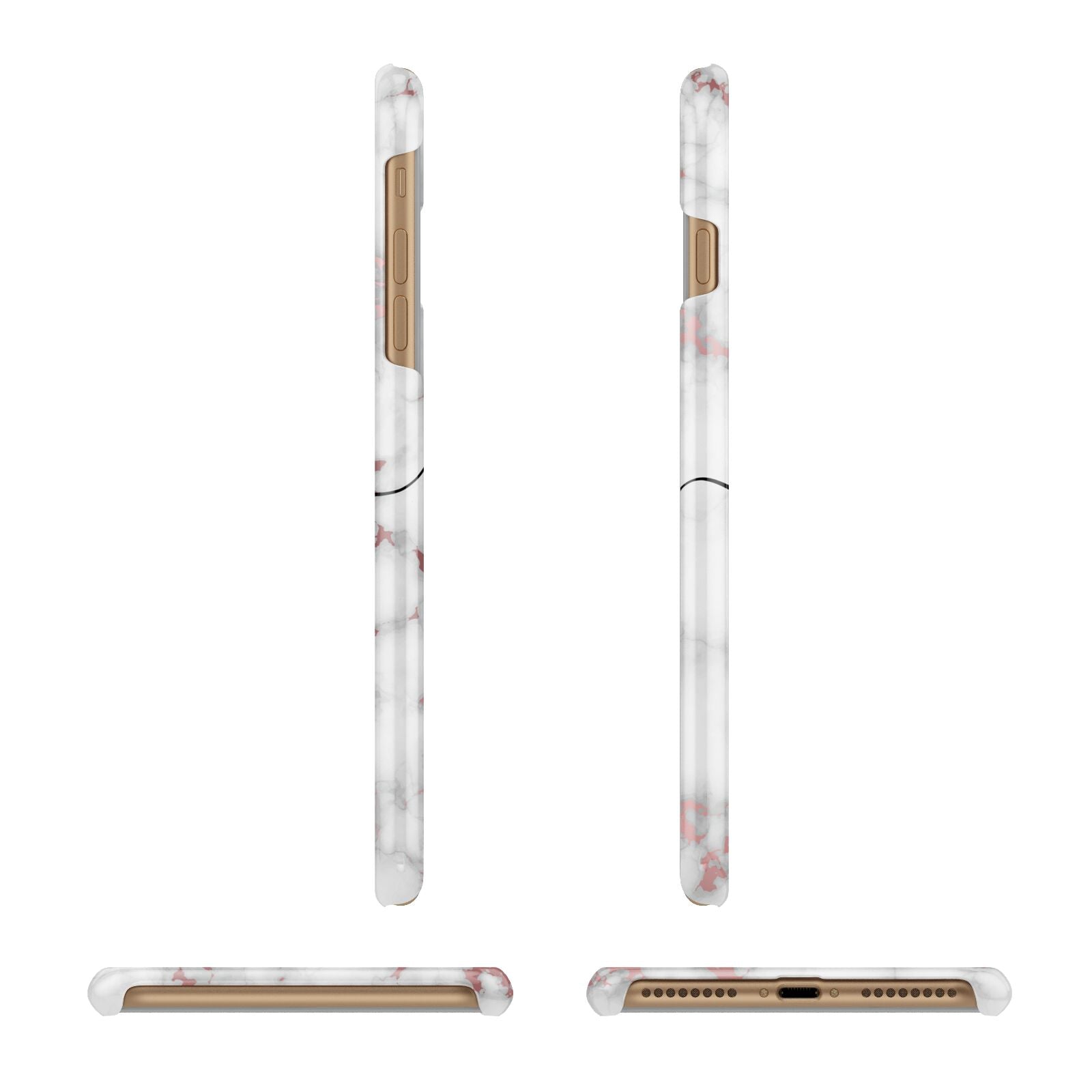 Rose Gold Personalised Marble Glitter Initial Name Apple iPhone 7 Plus 3D Wrap Snap Case Angled Images