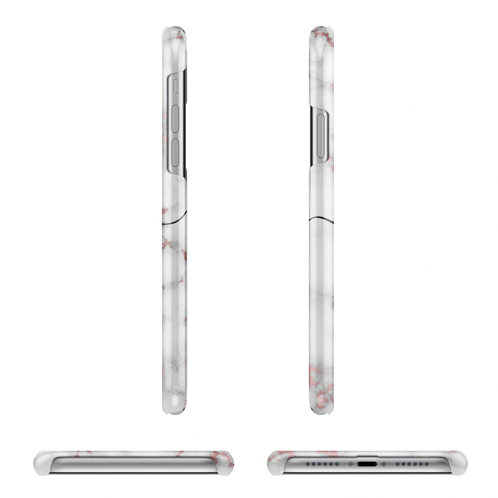 Rose Gold Personalised Marble Glitter Initial Name Apple iPhone XR 3D Wrap Snap Case Angled Images on White Phone