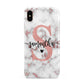 Rose Gold Personalised Marble Glitter Initial Name Apple iPhone Xs Max 3D Tough Case