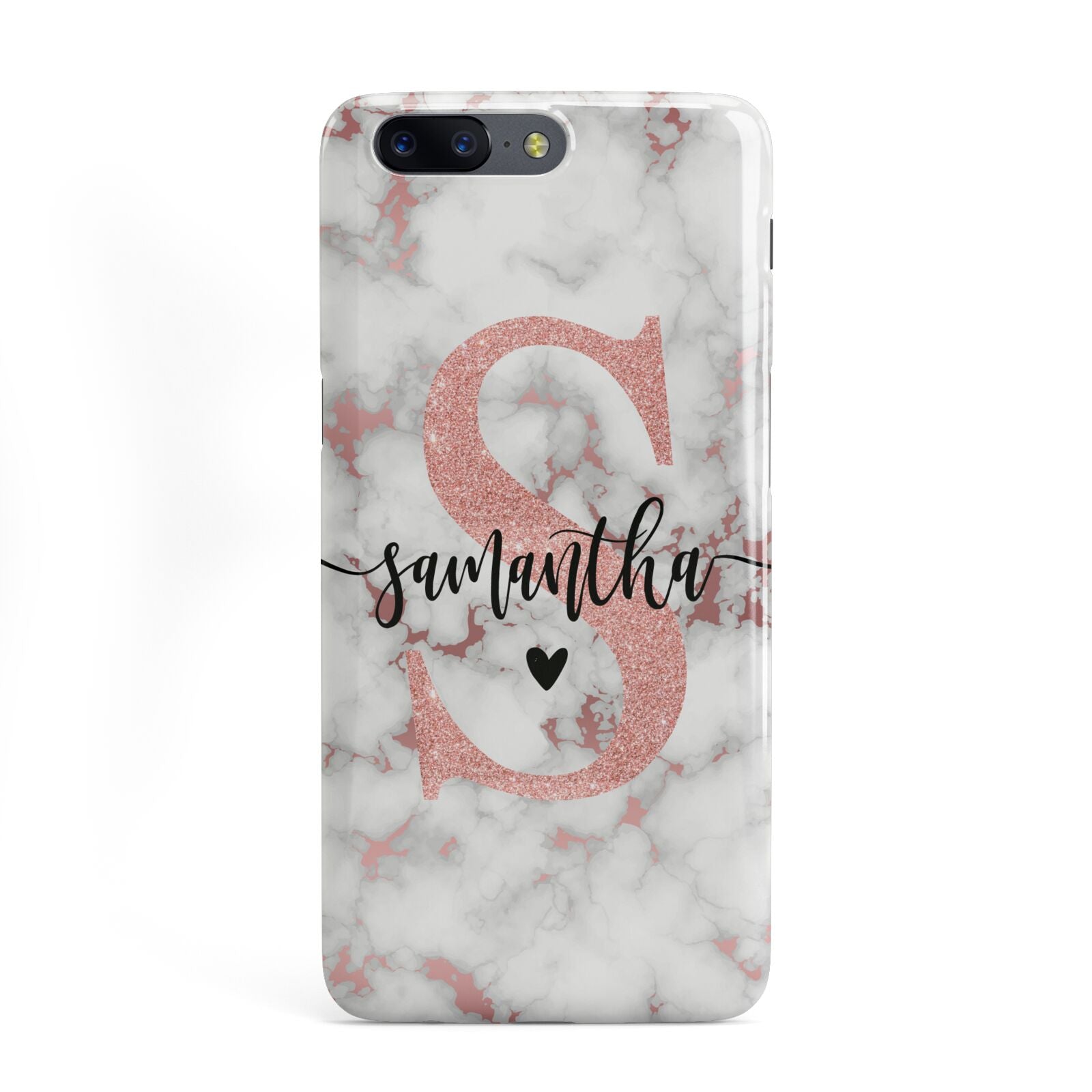 Rose Gold Personalised Marble Glitter Initial Name OnePlus Case