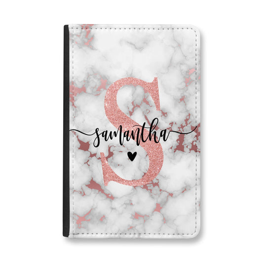 Rose Gold Personalised Marble Glitter Initial Name Passport Holder