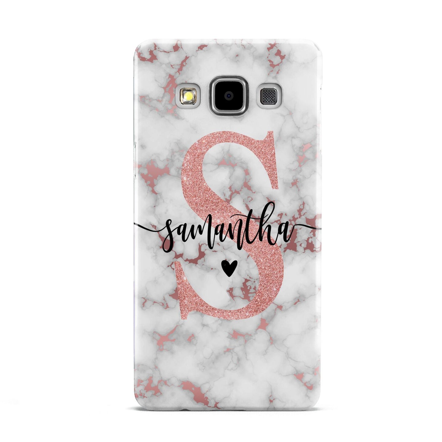 Rose Gold Personalised Marble Glitter Initial Name Samsung Galaxy A5 Case