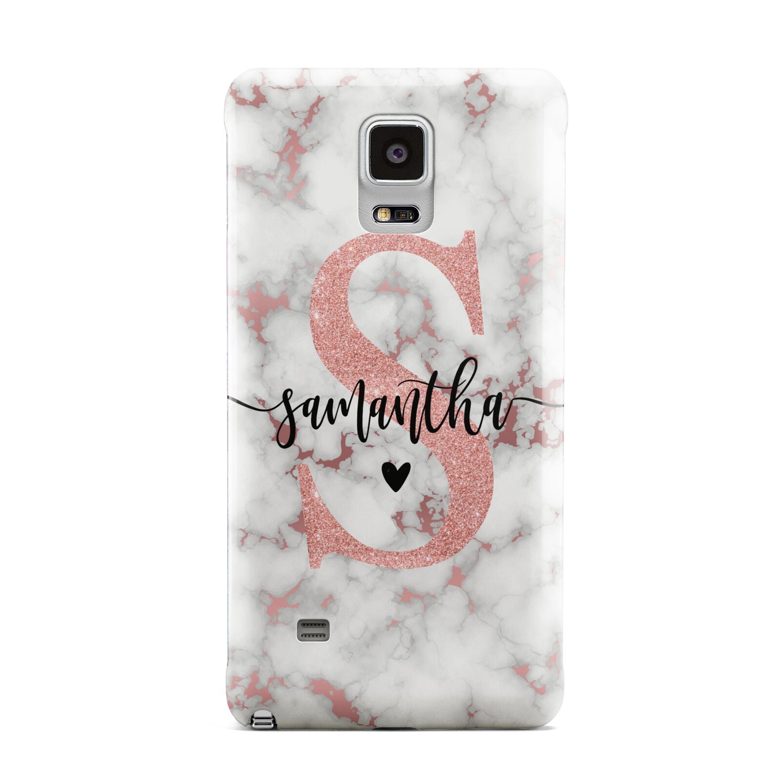 Rose Gold Personalised Marble Glitter Initial Name Samsung Galaxy Note 4 Case