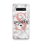 Rose Gold Personalised Marble Glitter Initial Name Samsung Galaxy S10 Plus Case