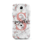 Rose Gold Personalised Marble Glitter Initial Name Samsung Galaxy S4 Mini Case