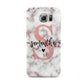 Rose Gold Personalised Marble Glitter Initial Name Samsung Galaxy S6 Case