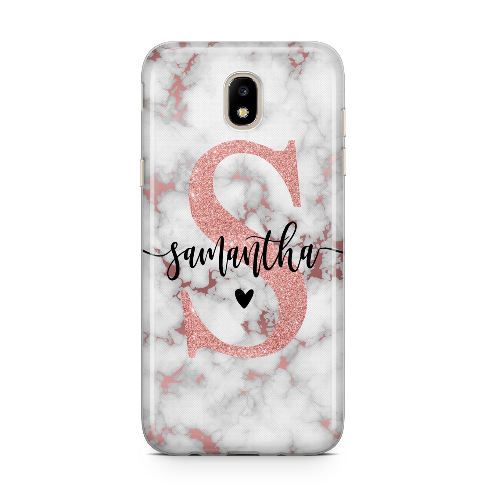 Rose Gold Personalised Marble Glitter Initial Name Samsung J5 2017 Case