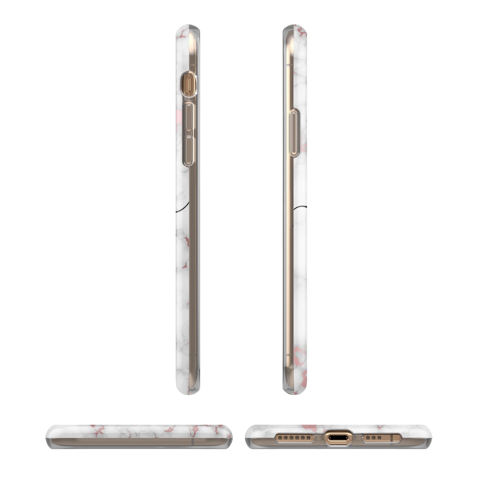 Rose Gold Personalised Marble Glitter Initial Name iPhone 11 3D Tough Case Angle Images