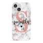 Rose Gold Personalised Marble Glitter Initial Name iPhone 13 Mini Full Wrap 3D Snap Case