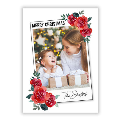 Roses Family Photograph Christmas A5 Flat Greetings Card