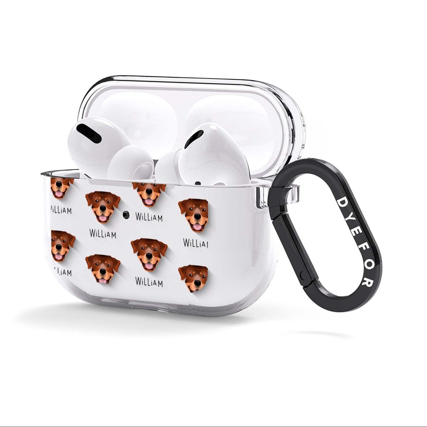 Rottweiler Icon with Name AirPods Clear Case 3rd Gen Side Image