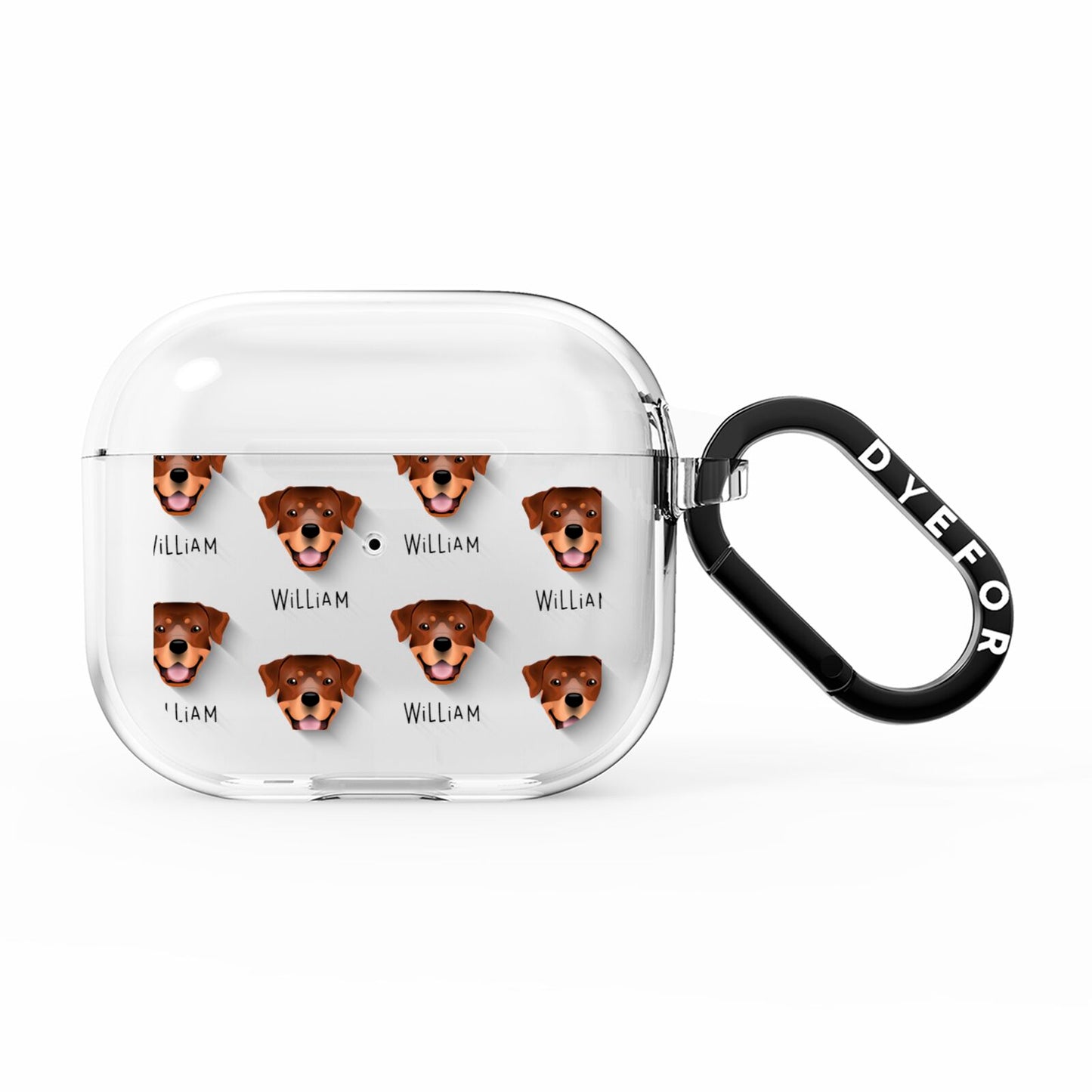Rottweiler Icon with Name AirPods Clear Case 3rd Gen