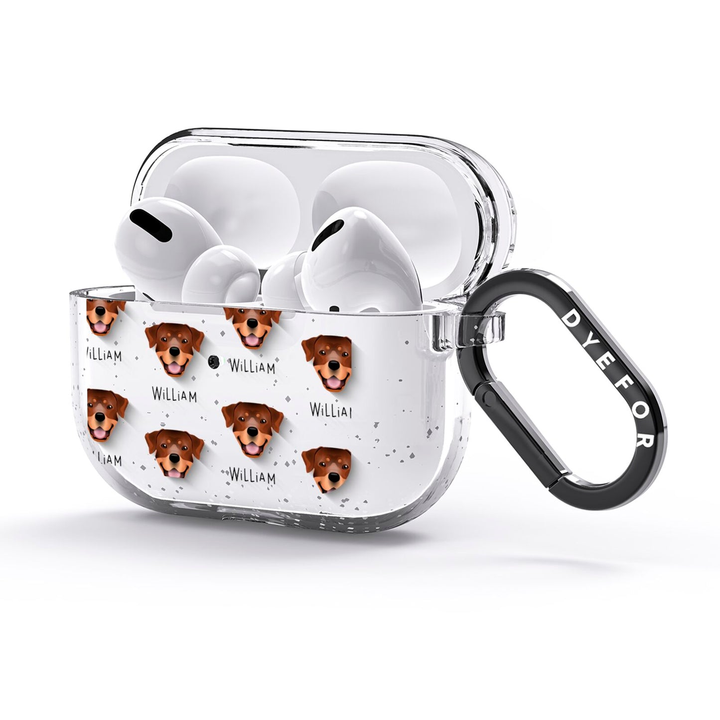 Rottweiler Icon with Name AirPods Glitter Case 3rd Gen Side Image