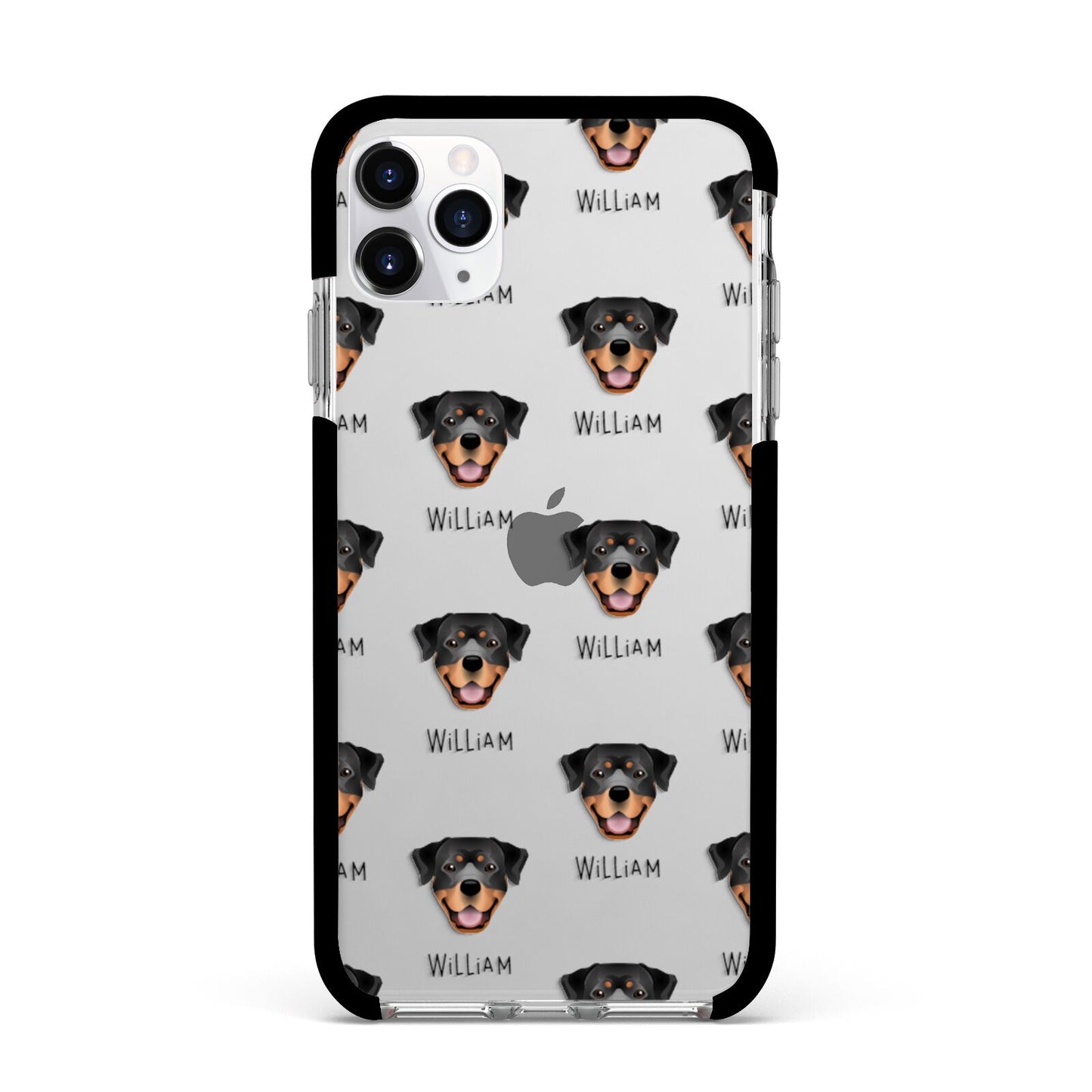 Rottweiler Icon with Name Apple iPhone 11 Pro Max in Silver with Black Impact Case