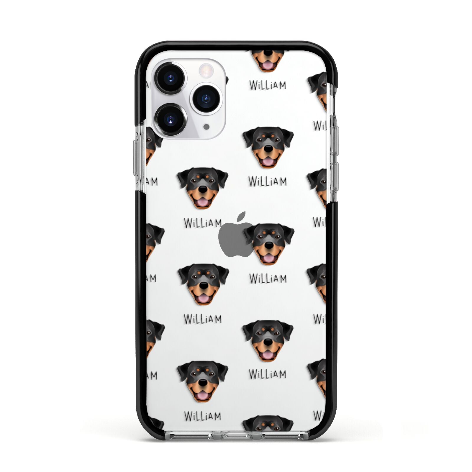 Rottweiler Icon with Name Apple iPhone 11 Pro in Silver with Black Impact Case