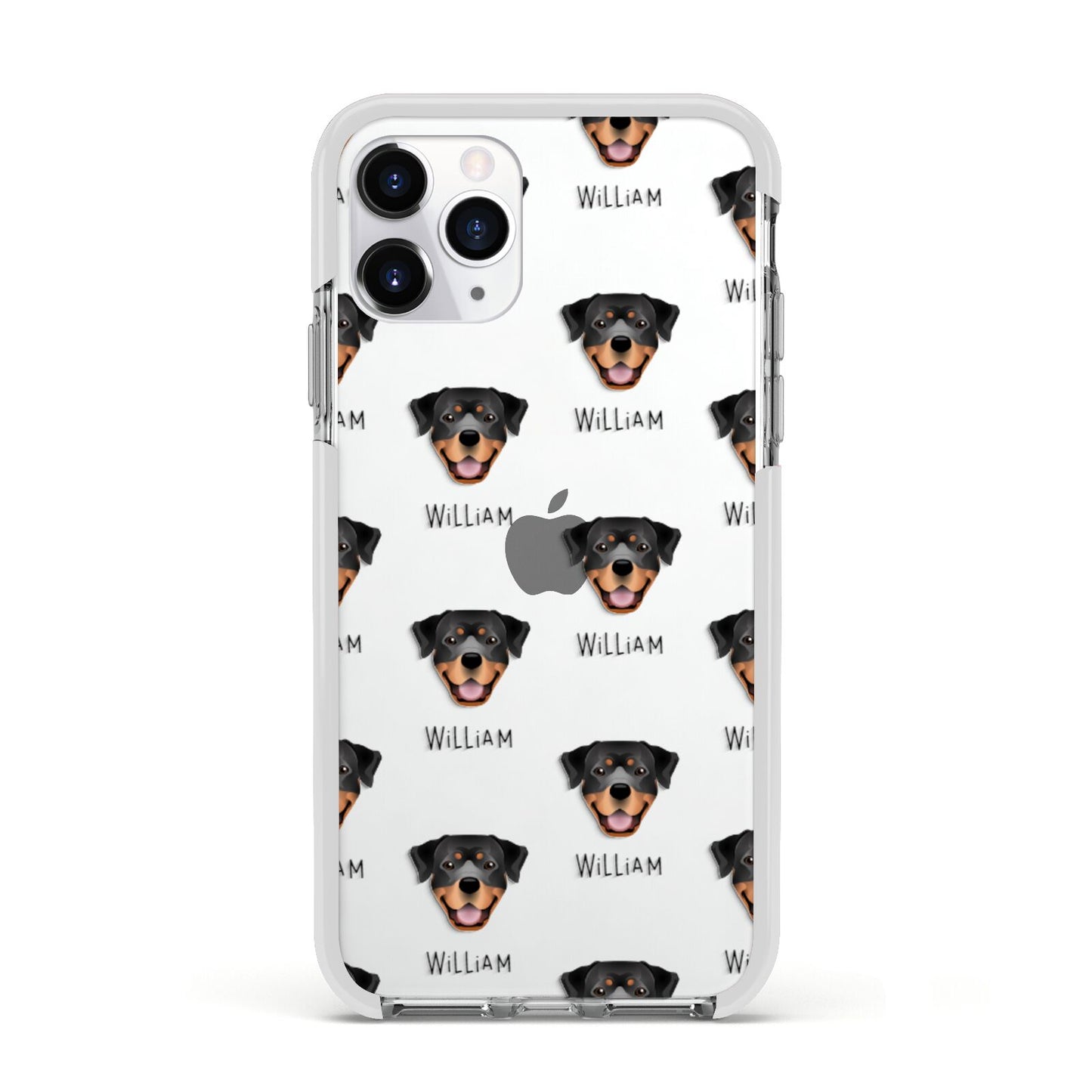 Rottweiler Icon with Name Apple iPhone 11 Pro in Silver with White Impact Case