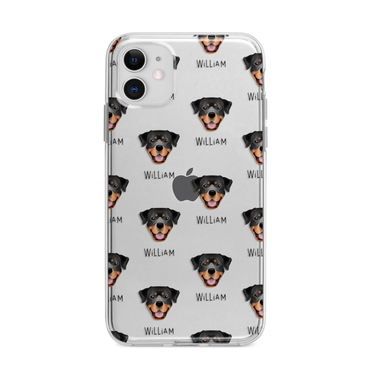 Rottweiler Icon with Name Apple iPhone 11 in White with Bumper Case