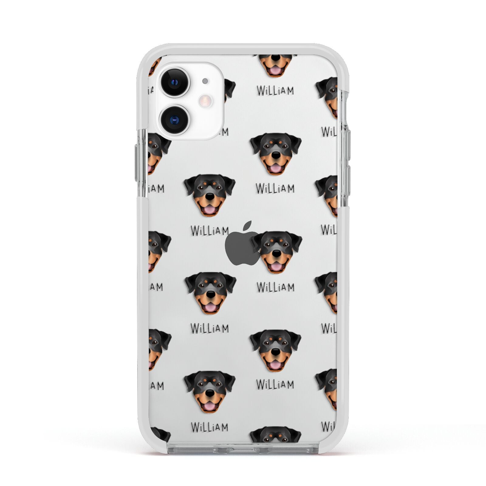 Rottweiler Icon with Name Apple iPhone 11 in White with White Impact Case