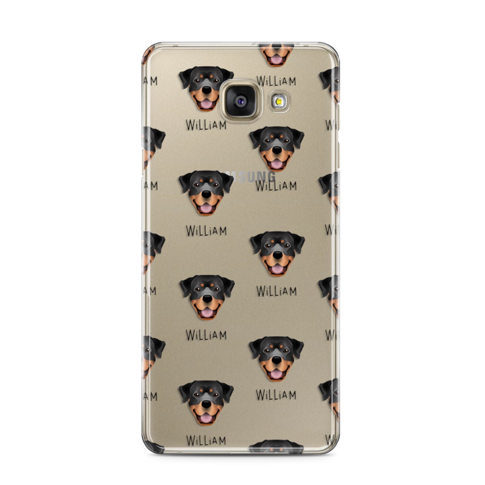 Rottweiler Icon with Name Samsung Galaxy A3 2016 Case on gold phone