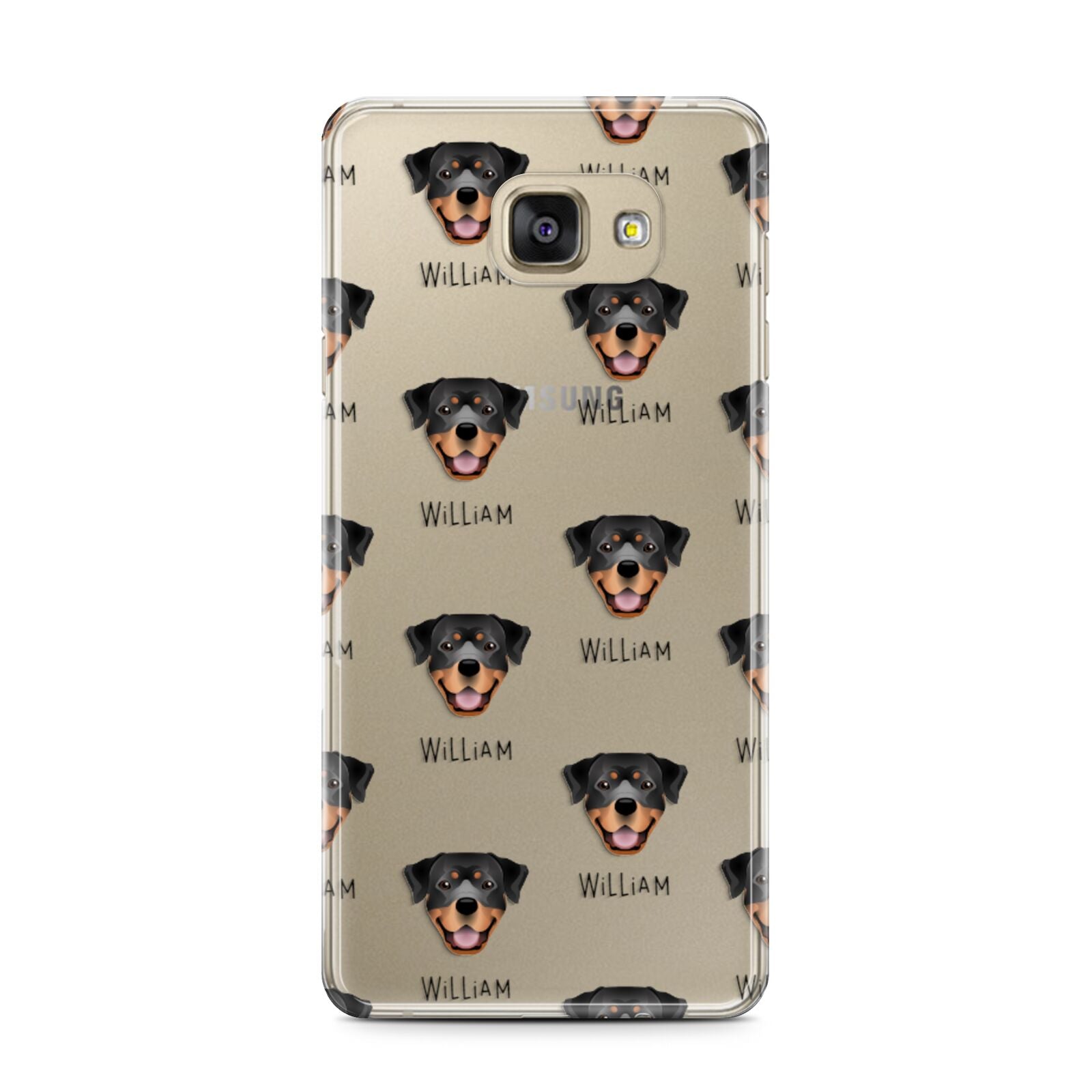 Rottweiler Icon with Name Samsung Galaxy A7 2016 Case on gold phone