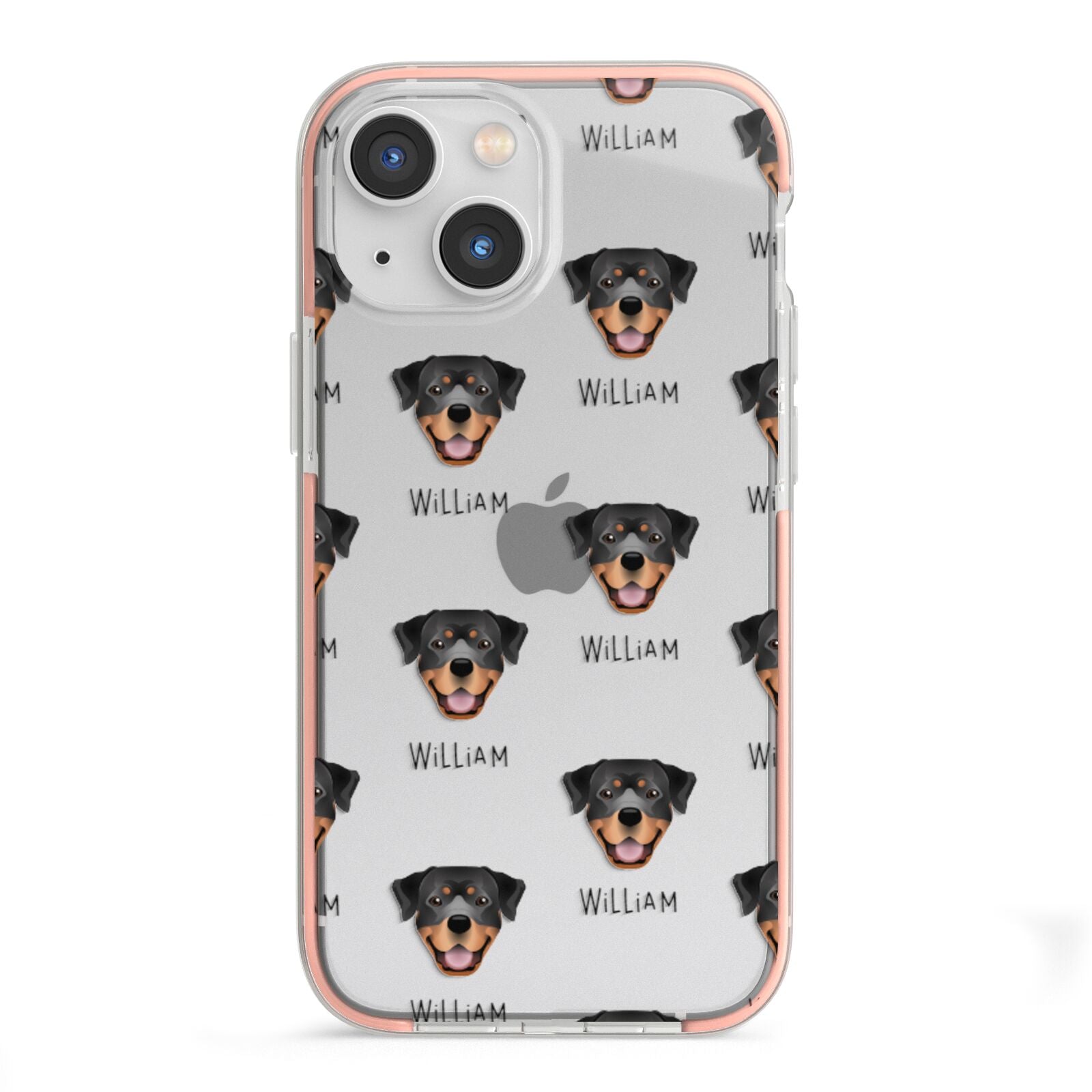 Rottweiler Icon with Name iPhone 13 Mini TPU Impact Case with Pink Edges